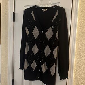 Lacoste Women's Black and Gray Diamond Cardigan